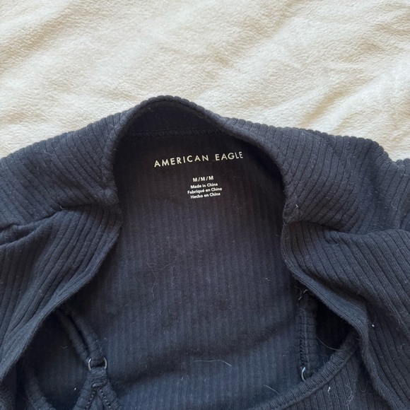 Black Ribbed Bodysuit with Attached Shrug - Picture 6 of 7